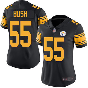 Women's Pittsburgh Steelers #55 Devin Bush Black Color Rush Limited Stitched NFL Jersey(Run Small)